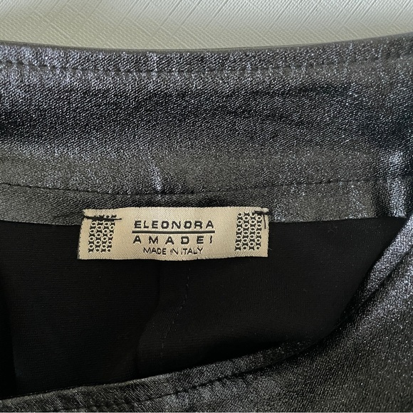 ELEONORA AMADEI Pencil Skirt 44 EU Black Faux Leather Front Rayon Back Zipper - Picture 7 of 11